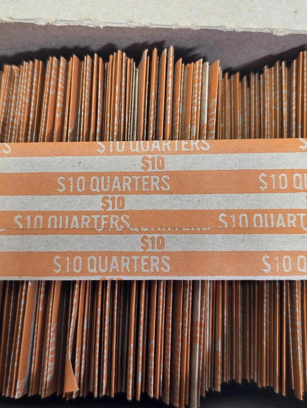 1000 Coin Wrappers FLAT Tubular Paper Rolls for QUARTERS (Each roll holds $ 10)